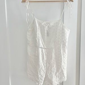 ZARA Embroidered Eyelet Jumpsuit Large